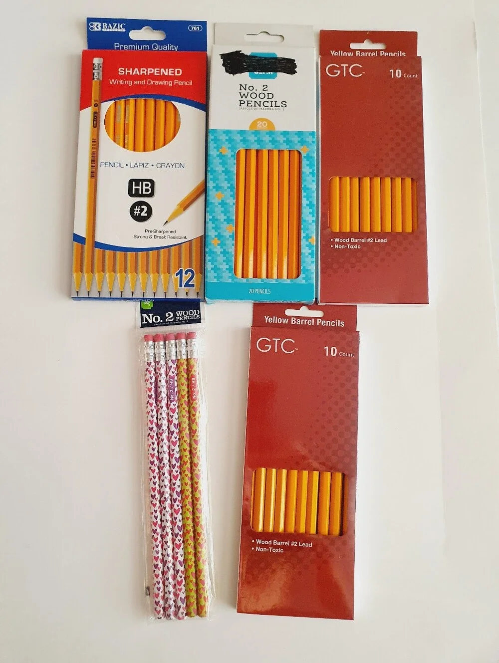 57 Brand New HB #2 Wooden Pencils Bazic, GTC, Pen+Gear